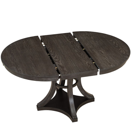 TREXM 5-Piece Retro Functional Dining Table Set Extendable Round Table and 4 Upholstered Chairs for Dining Room and Living Room (Espresso) - sold by Home Elegance USA