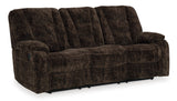 Ashley Chocolate Soundwave REC Sofa w/Drop Down Table - Velvet | Home Elegance USA