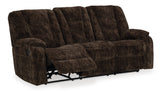 Ashley Chocolate Soundwave REC Sofa w/Drop Down Table - Velvet | Home Elegance USA