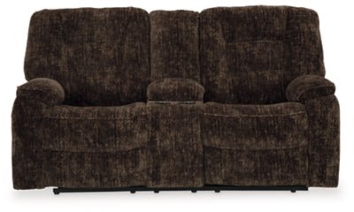 Ashley Chocolate Soundwave Reclining Loveseat w/Console - Velvet - 7450294 - Home Elegance USA - 1