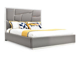 Queen Chrysler Modern Grey Bonded Leather Bed