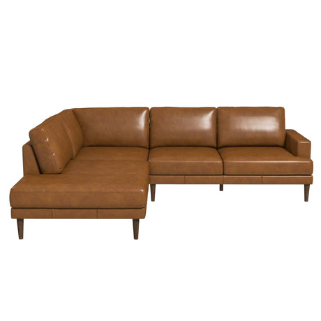 Corbin Left-Facing Tan Leather Sectional Sofa - sold by Home Elegance USA