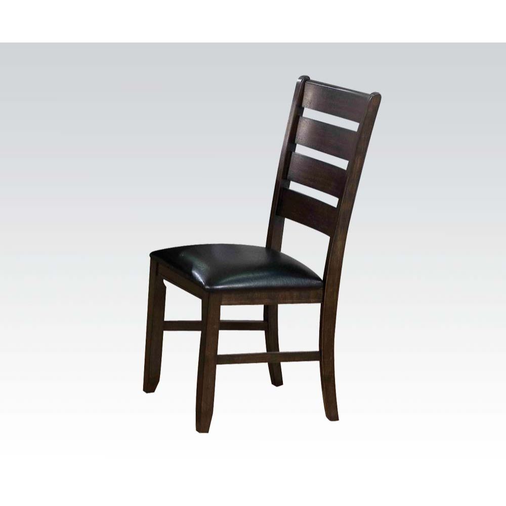 Acme - Urbana Side Chair (Set-2) 74624 Black Synthetic Leather & Espresso Finish