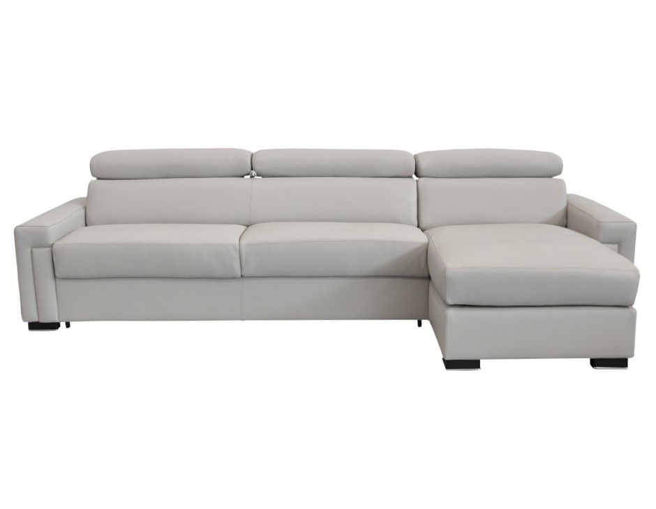 Sacha Modern Light Grey Leather Reversible Sectional Sofa Bed with Storage – VIG Furniture