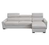 Sacha Modern Light Grey Leather Reversible Sectional Sofa Bed with Storage – VIG Furniture