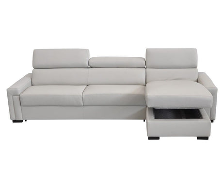 Sacha Modern Light Grey Leather Reversible Sectional Sofa Bed with Storage – VIG Furniture - sold by Home Elegance USA