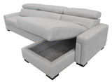 Sacha Modern Light Grey Leather Reversible Sectional Sofa Bed with Storage – VIG Furniture