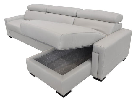 Sacha Modern Light Grey Leather Reversible Sectional Sofa Bed with Storage – VIG Furniture - sold by Home Elegance USA