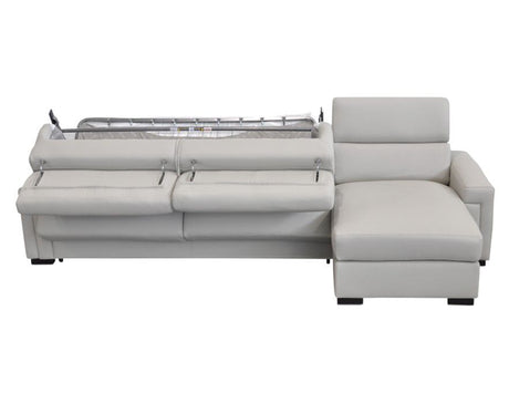 Sacha Modern Light Grey Leather Reversible Sectional Sofa Bed with Storage – VIG Furniture - sold by Home Elegance USA