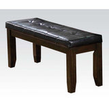 Acme - Urbana Bench 74625 Black Synthetic Leather & Espresso Finish