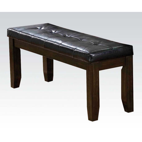 Acme - Urbana Bench 74625 Black Synthetic Leather & Espresso Finish