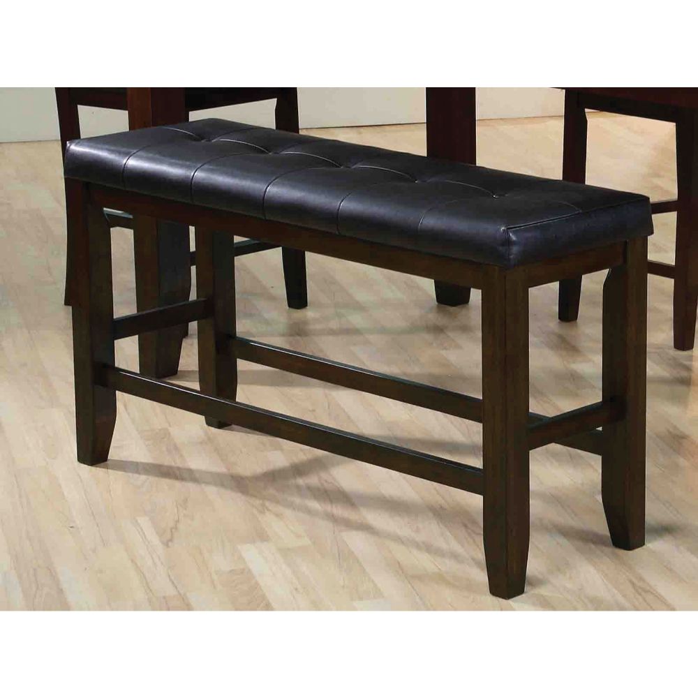 Acme - Urbana Counter Height Bench 74634 Black Synthetic Leather & Espresso Finish