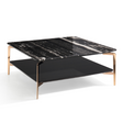 Dorian Modern Black Marble & Ebony Square Coffee Table - View Image 1