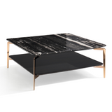Dorian Modern Black Marble & Ebony Square Coffee Table - View Image 1