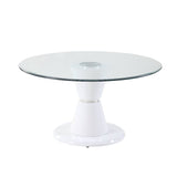 Acme - Kavi Dining Table 74935 Clear Glass Top & White High Gloss Finish