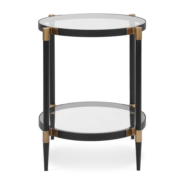 Chadid Round Glass Side Table - Black by Uttermost - View 1