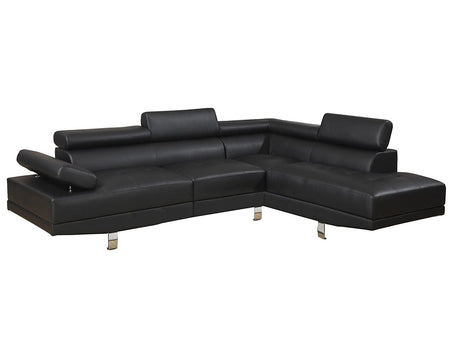 Black Color Sectional Living Room Furniture Faux Leather Adjustable Headrest Right Facing Chaise & Left Facing Sofa - sold by Home Elegance USA