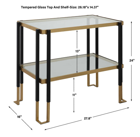 Kentmore Glass Side Table Black & Gold - Gold / Black by Uttermost - View 6