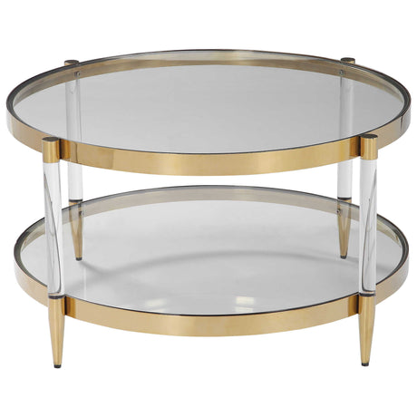 Kellen Glass Coffee Table - Gold by Uttermost - View 1