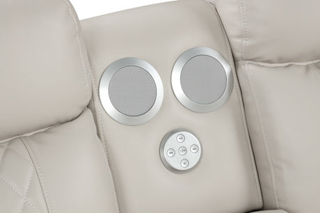 Lacrosse Modern Style power recliner sectional with Bluetooth speaker and LED made with wood & metal in Beige(CA INVENTORY) - sold by Home Elegance USA