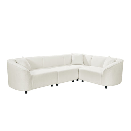 104' L-Shaped Curved Contemporary Sectional Sofa in Beige: Plush 4-Seater, Sculptural Design & Premium Bouclé Upholstery – Modern Luxury for Spacious Living - sold by Home Elegance USA
