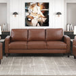 Modern Style Chocolate Faux Leather Upholstered 3-Seater Sofa Couch Comfortable Cushion Back Seat Solid Wood Living Room Furniture 1pc