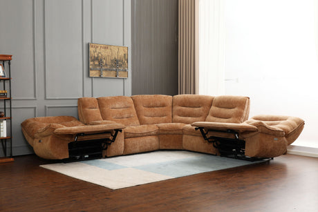 Emmy Orange Chenille Power Motion Sectional Sofa - sold by Home Elegance USA