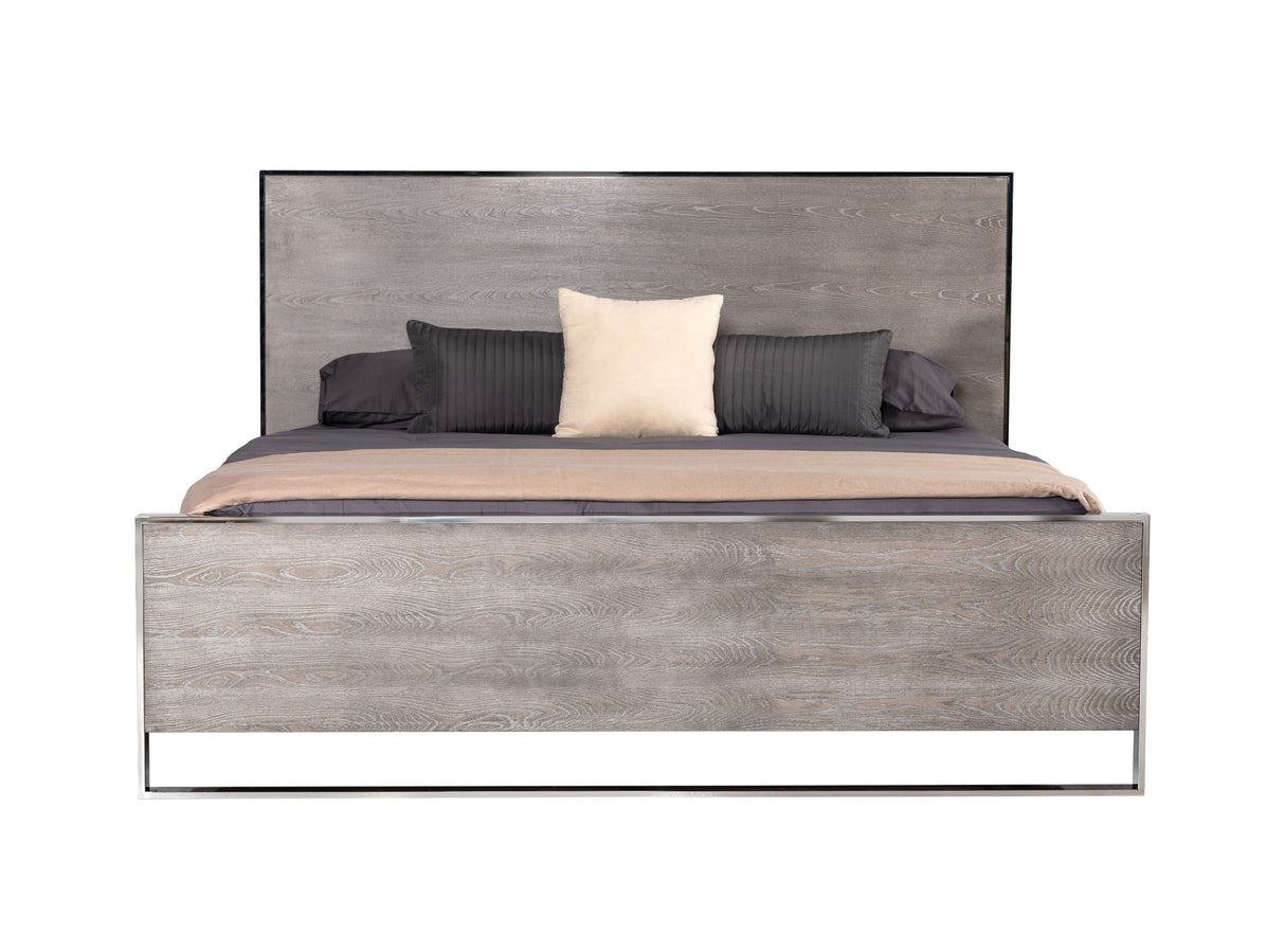 Eastern King Charlene Modern Grey Elm & Stainless Steel Bed