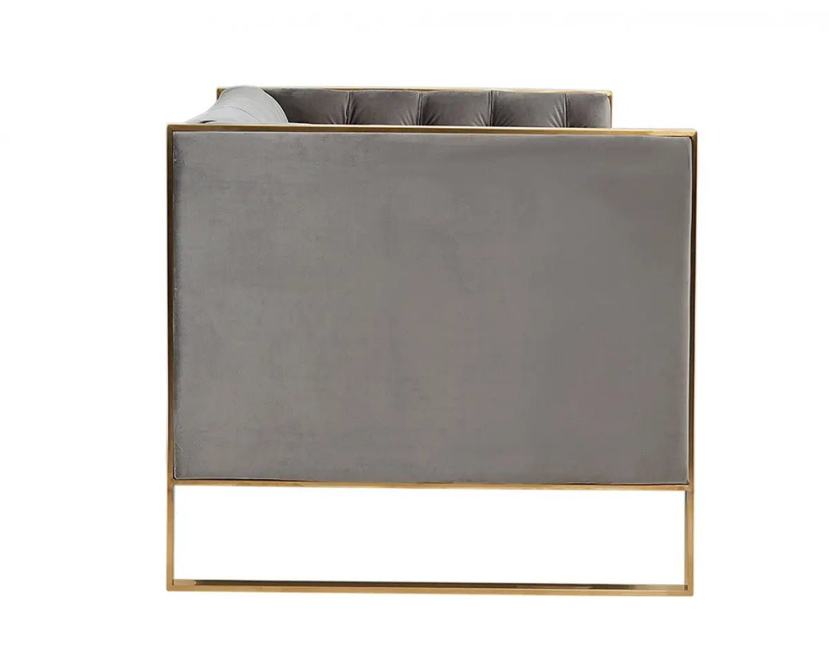 Divani Casa Carlos Modern Grey Velvet & Gold Sofa Vgrh - Sf - 311 - T - Gry - VGRH - SF - 311 - T - GRY - Home Elegance USA - 3