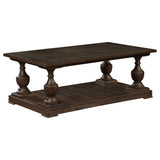 Coffee Table  - Walden Rectangular Coffee Table with Turned Legs and Floor Shelf Coffee