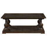 Coffee Table  - Walden Rectangular Coffee Table with Turned Legs and Floor Shelf Coffee