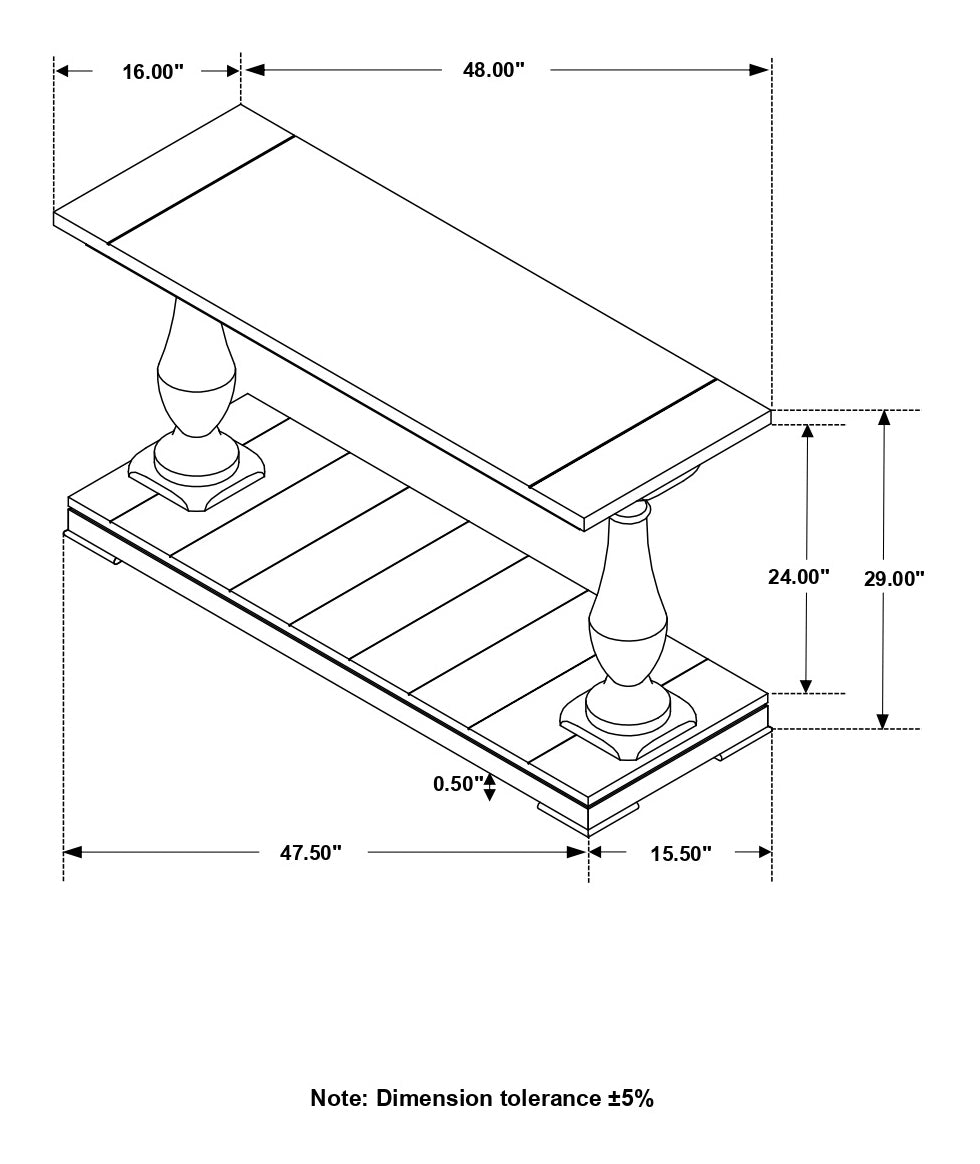 Sofa Table - Walden Rectangular Sofa Table with Turned Legs and Floor Shelf Coffee