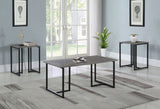 3 Pc Coffee Table Set - Nyla 3 - piece Occasional Set Weathered Grey and Black | Coaster | Home Elegance USA