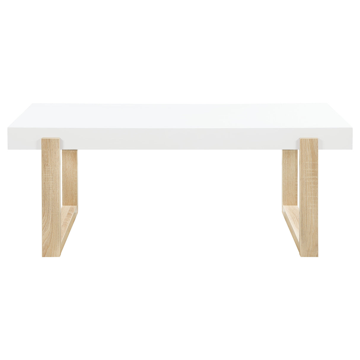 Coffee Table - Pala Rectangular Coffee Table with Sled Base White High Gloss and Natural