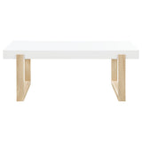 Coffee Table - Pala Rectangular Coffee Table with Sled Base White High Gloss and Natural