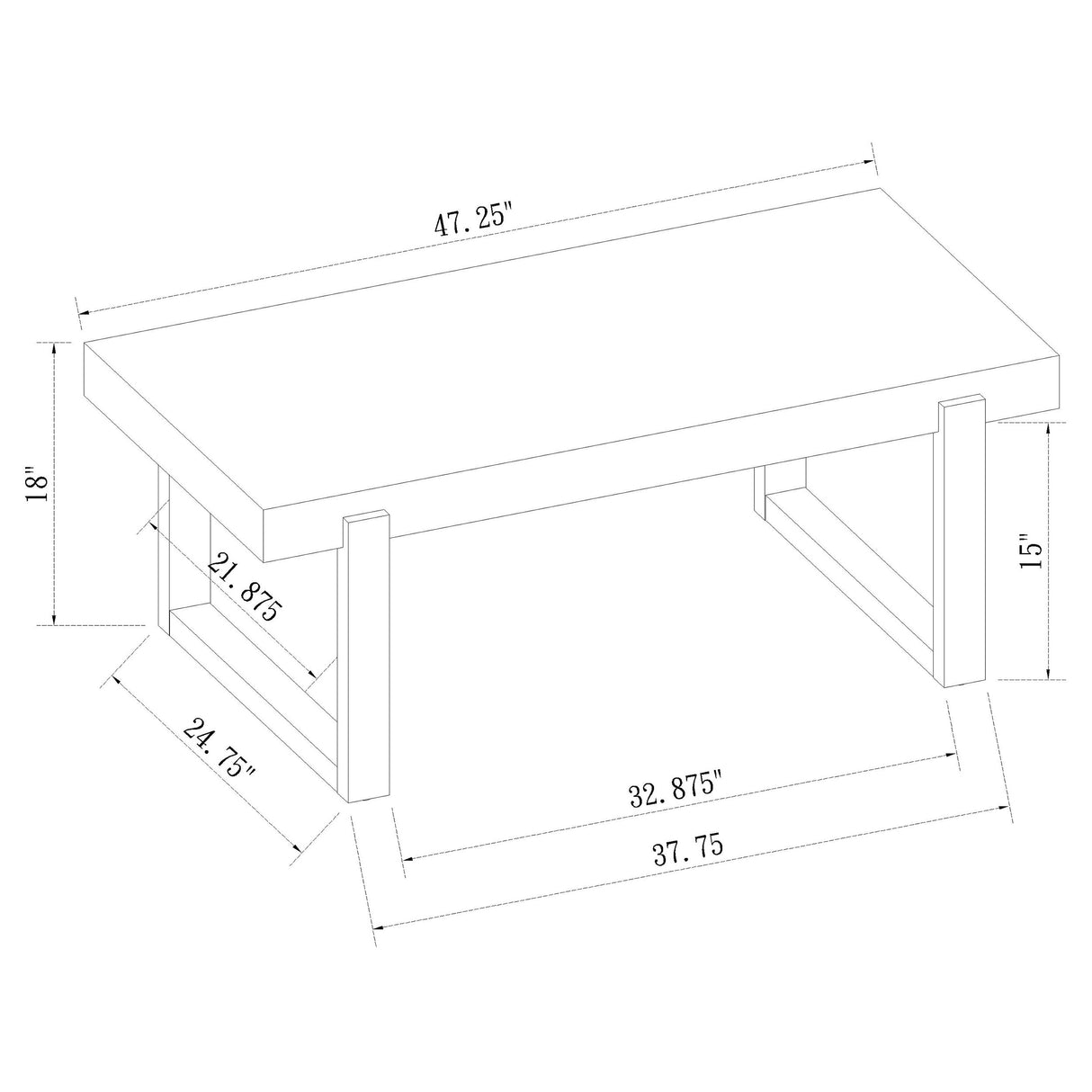 Coffee Table - Pala Rectangular Coffee Table with Sled Base White High Gloss and Natural