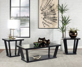 3 Pc Coffee Table Set - Aminta 3 - piece Occasional Set with Open Shelves Black | Coaster | Home Elegance USA