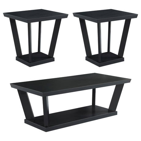 3 Pc Coffee Table Set - Aminta 3 - piece Occasional Set with Open Shelves Black - 753434 - image - 1