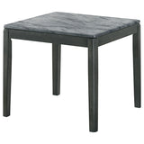 End Table - Mozzi Square End Table Faux Grey Marble and Black