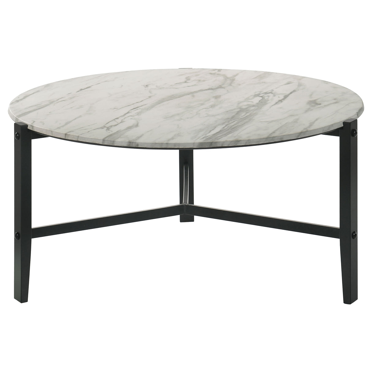 Coffee Table - Tandi Round Coffee Table Faux White Marble and Black