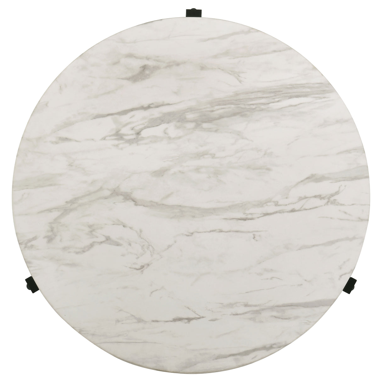 Coffee Table - Tandi Round Coffee Table Faux White Marble and Black