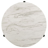 Coffee Table - Tandi Round Coffee Table Faux White Marble and Black