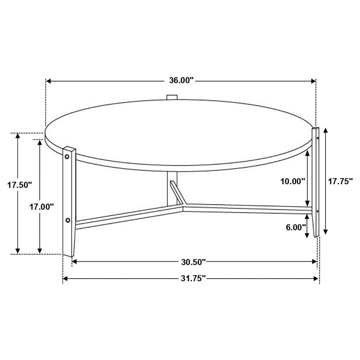 Coffee Table - Tandi Round Coffee Table Faux White Marble and Black