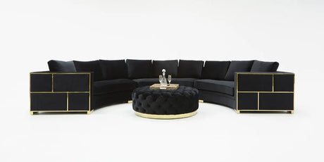 Divani Casa Ritner Modern Black Velvet Circular Sectional Sofa Vgyuhd1840 - B - Blk - VGYUHD1840 - B - BLK - Home Elegance USA - 3