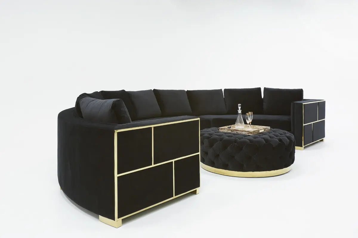 Divani Casa Ritner Modern Black Velvet Circular Sectional Sofa Vgyuhd1840 - B - Blk - VGYUHD1840 - B - BLK - Home Elegance USA - 4