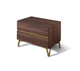 Eastern King Calabria Modern Walnut & Green Velvet Bed & Nightstands