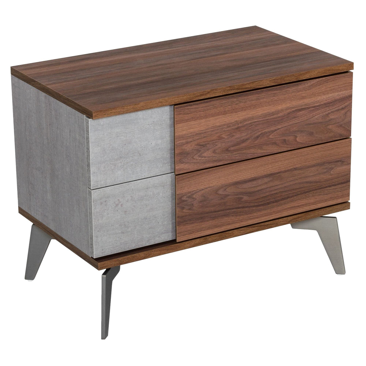 Eastern King Harris + Palermo - Modern Brown Fabric + Faux Concrete & Walnut 4-Piece Bedroom Set