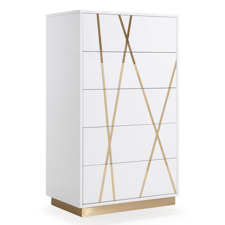 Modrest Nixa Modern White & Gold Chest