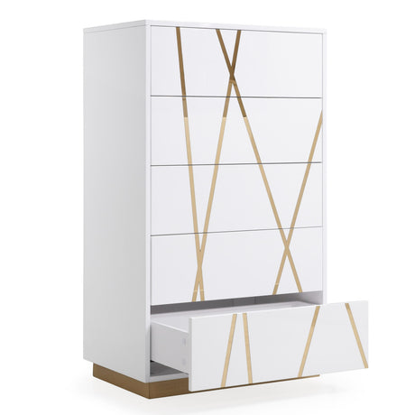 Modrest Nixa Modern White & Gold Chest