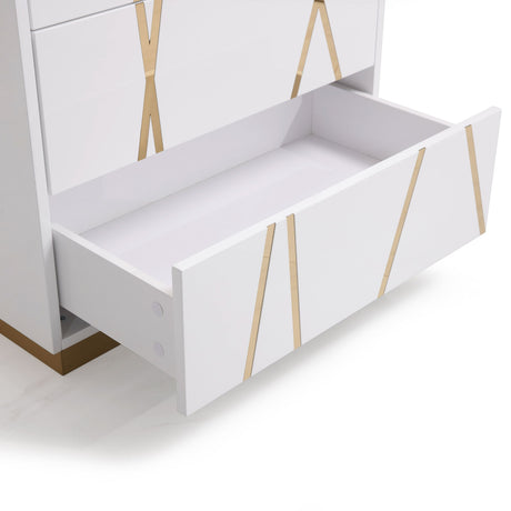 Modrest Nixa Modern White & Gold Chest